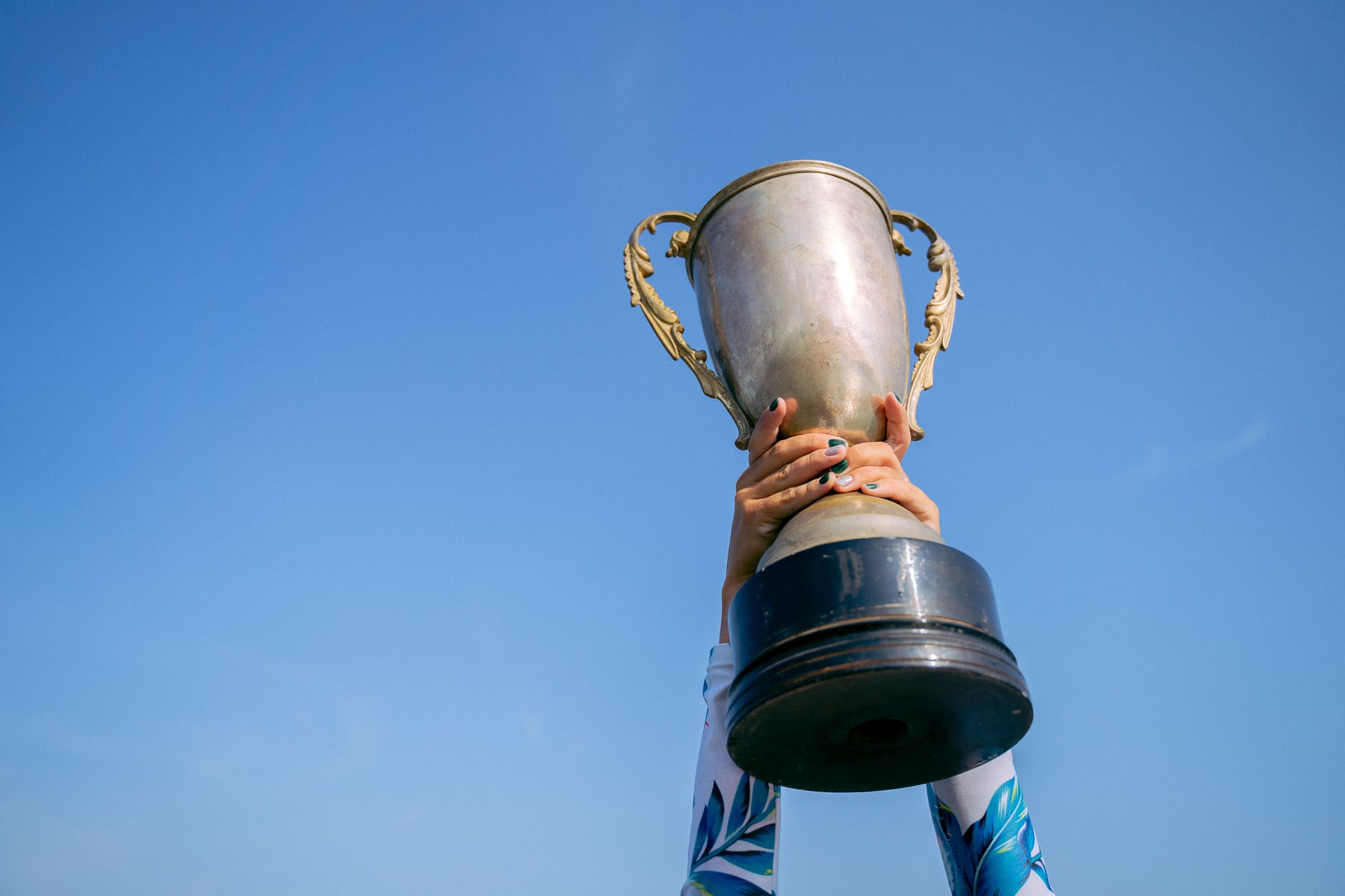 a person holding a trophy