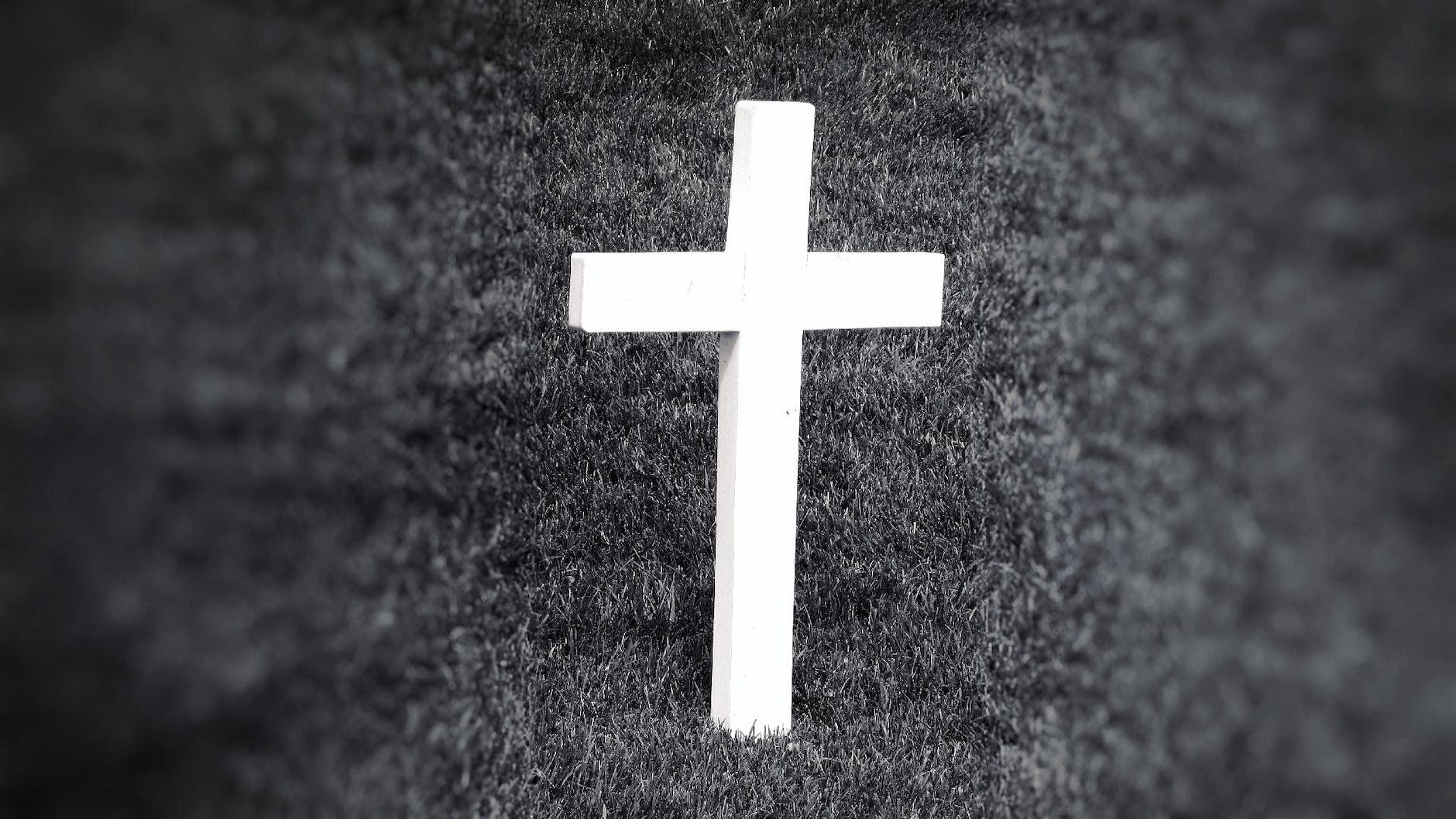 grayscale photography of cross